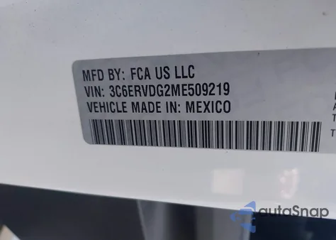 2021 Ram Promaster 2500 High Roof 159 Wb из США, поврежденный, VIN 3C6ERVDG2ME509219